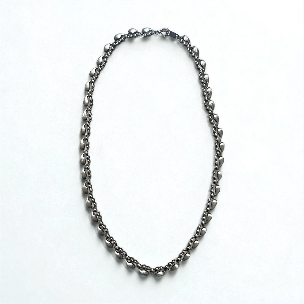 Vintage Silver Necklace Teardrop 2-Way Necklace/Bracelet, PT100 SV, Silver, Platinum