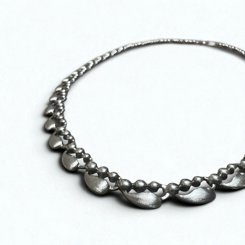 Vintage Silver Necklace Teardrop 2-Way Necklace/Bracelet, PT100 SV, Silver, Platinum