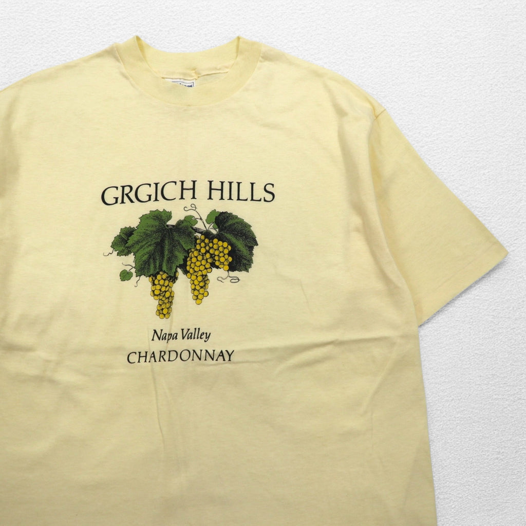 Hanes 80's USA Made BEEFY-T Vintage Single Stitch T-Shirt XL Yellow GRGICH HILLS