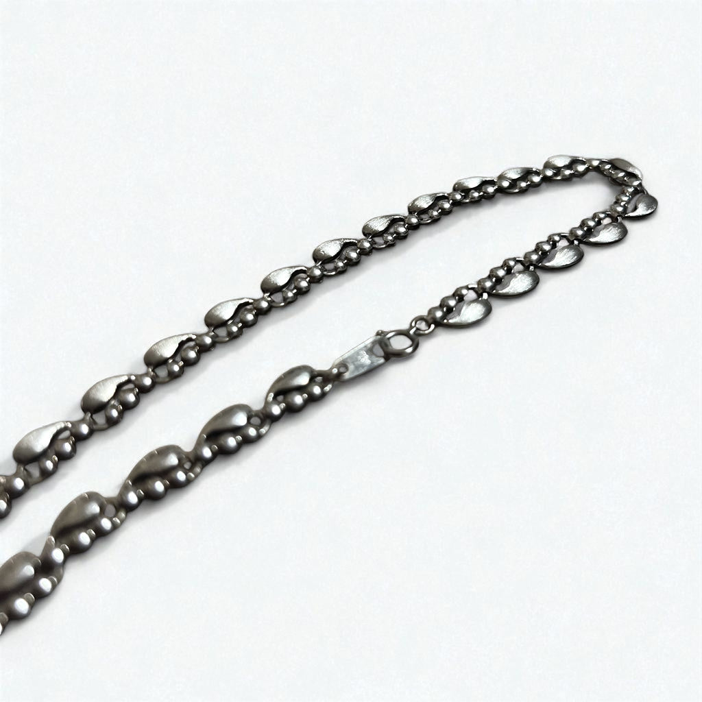 Vintage Silver Necklace Teardrop 2-Way Necklace/Bracelet, PT100 SV, Silver, Platinum