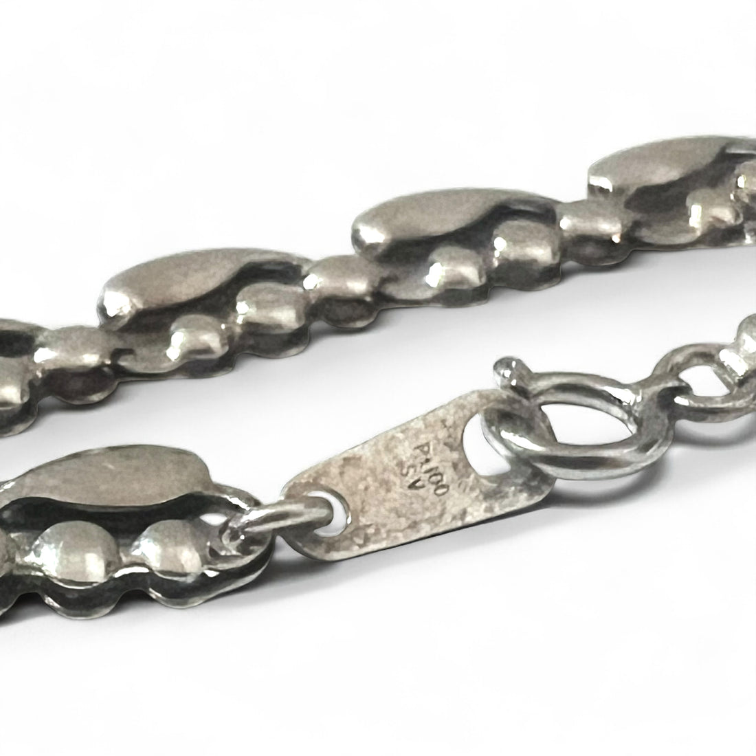 Vintage Silver Necklace Teardrop 2-Way Necklace/Bracelet, PT100 SV, Silver, Platinum