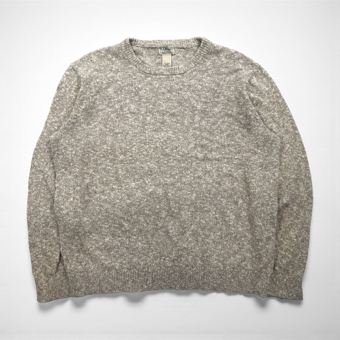 L.L.Bean Crew Neck Cotton Knit Sweater XL Beige 502809