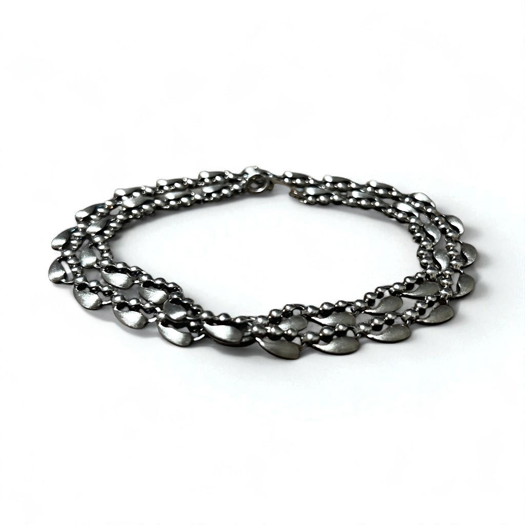 Vintage Silver Necklace Teardrop 2-Way Necklace/Bracelet, PT100 SV, Silver, Platinum
