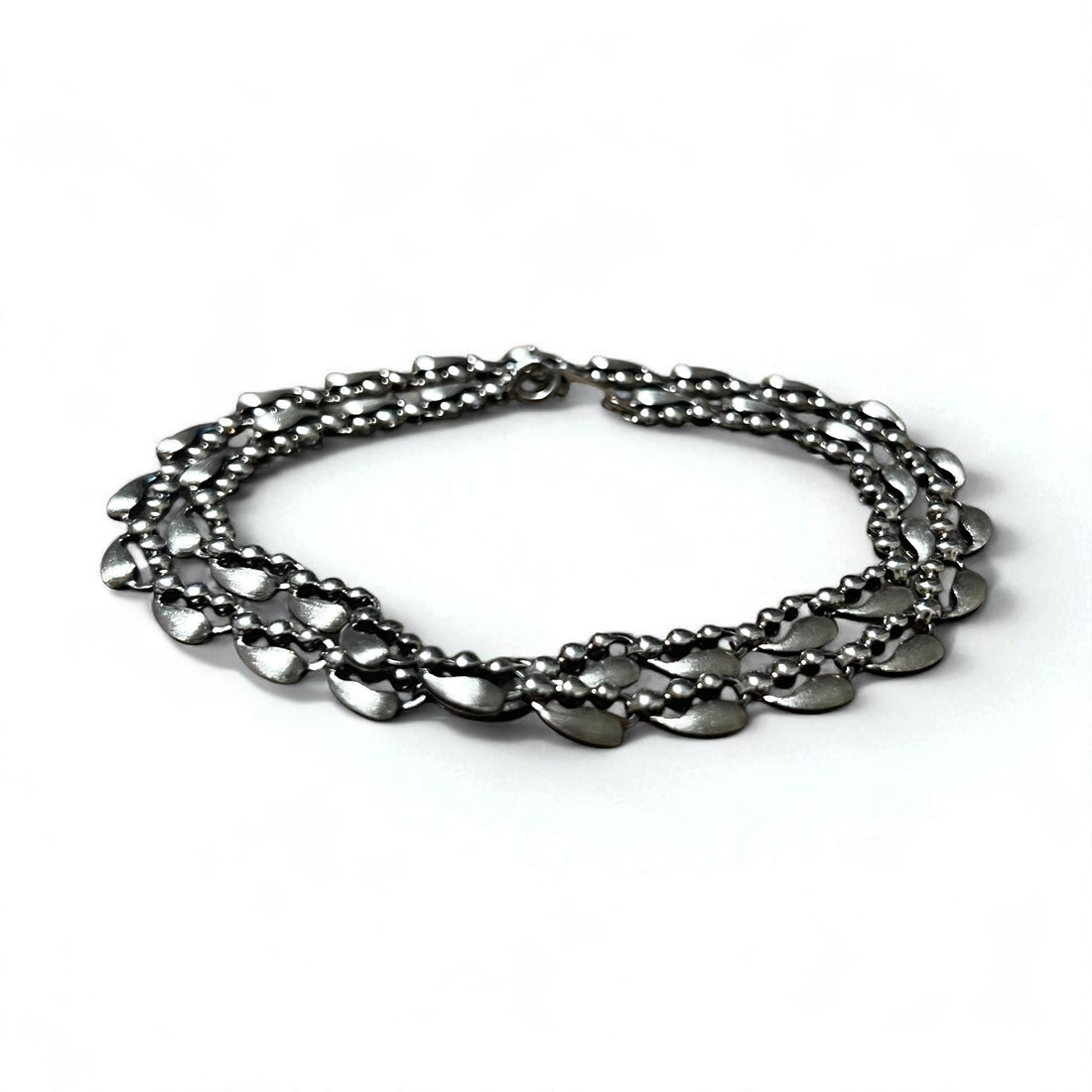 Vintage Silver Necklace Teardrop 2-Way Necklace/Bracelet, PT100 SV, Silver, Platinum