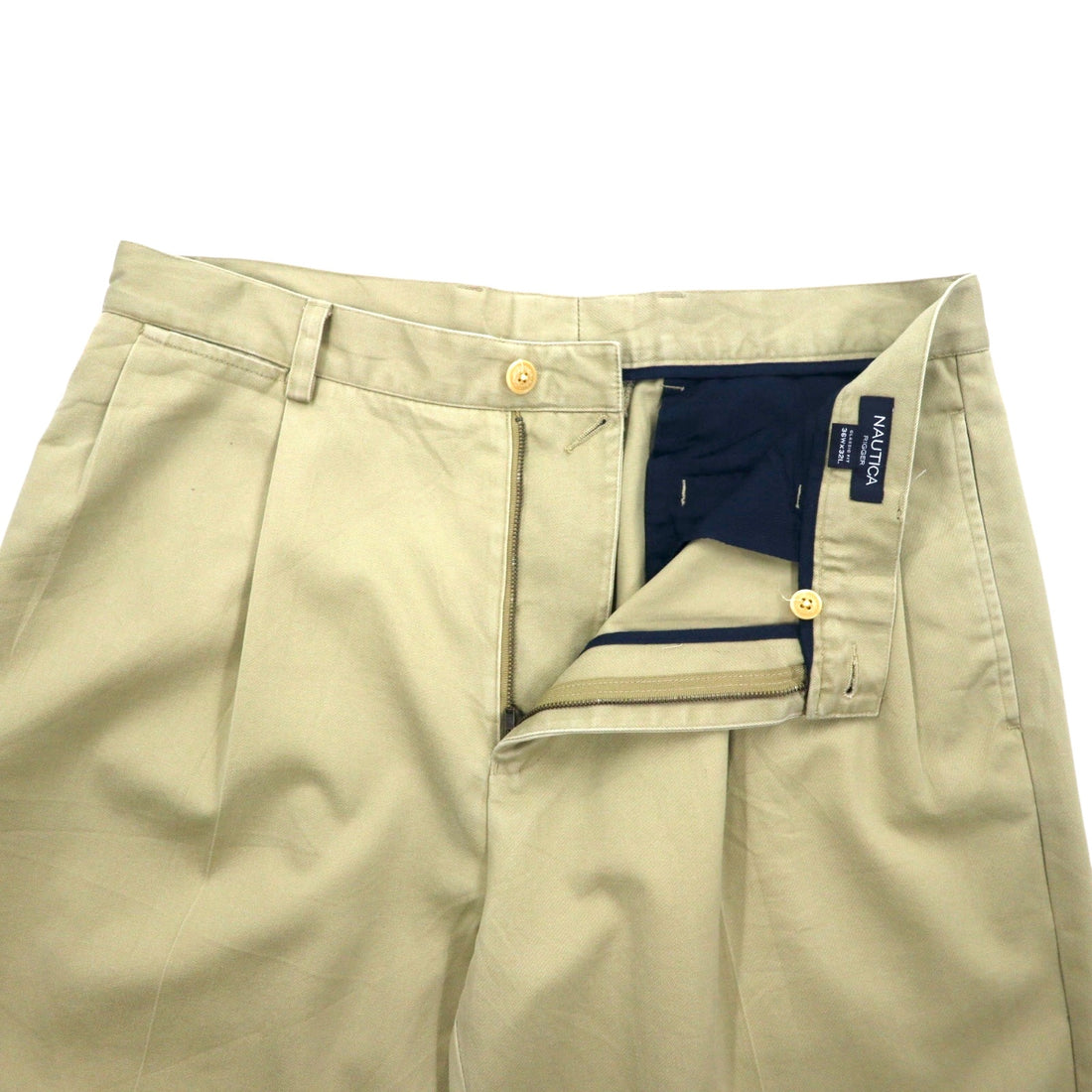 NAUTICA タック ワイド チノパンツ L ベージュ CLASSIC FIT コットン RIGGER