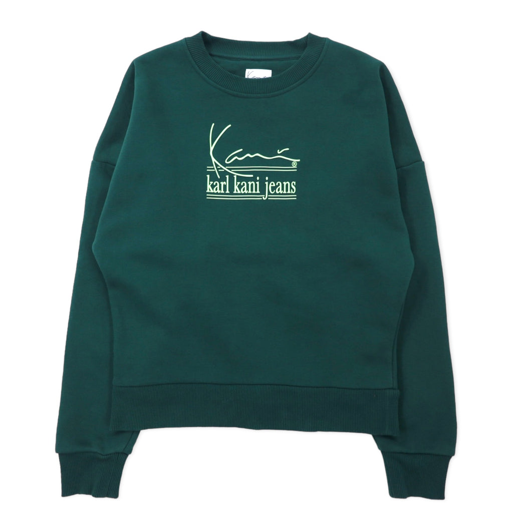 日本然リトテ-古着オンライン-karl kani jeans ドロップショルダー スウェット XS グリーン コットン クロップド丈-karl kani jeans drop shoulder Sweatshirt XS green cotton cropped length