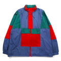 Vintage Euro Work Jacket Euro Work Color Block Nylon Jacket XL Blue Retractable Hood Drawcord