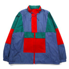 Vintage Euro Work Jacket Euro Work Color Block Nylon Jacket XL Blue Retractable Hood Drawcord