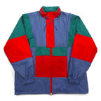 Vintage Euro Work Jacket Euro Work Color Block Nylon Jacket XL Blue Retractable Hood Drawcord