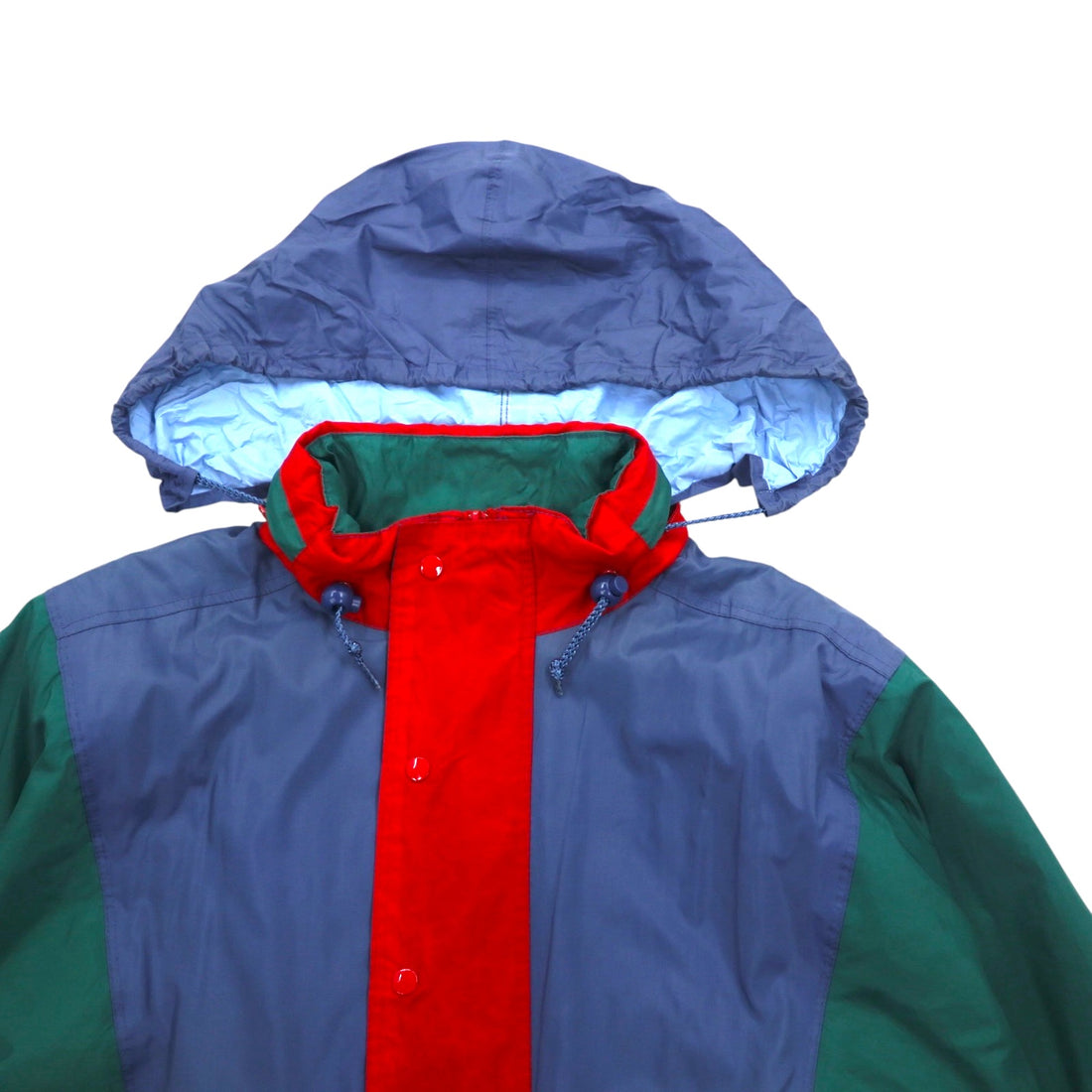 Vintage Euro Work Jacket Euro Work Color Block Nylon Jacket XL Blue Retractable Hood Drawcord