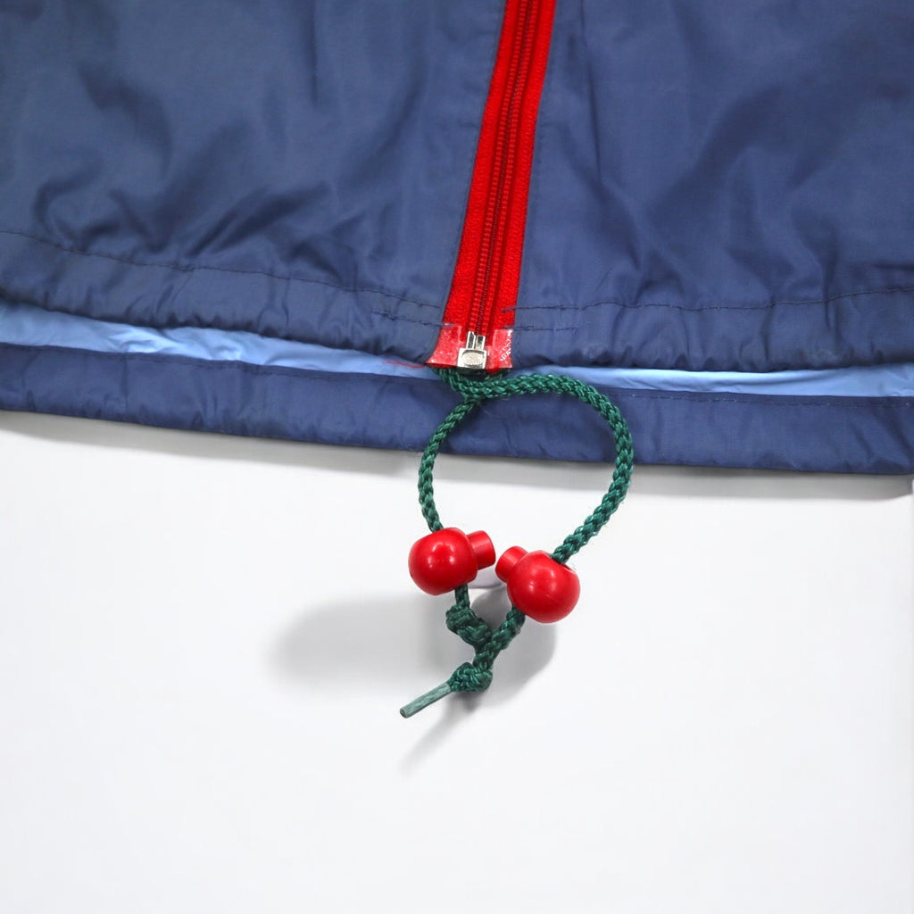 Vintage Euro Work Jacket Euro Work Color Block Nylon Jacket XL Blue Retractable Hood Drawcord