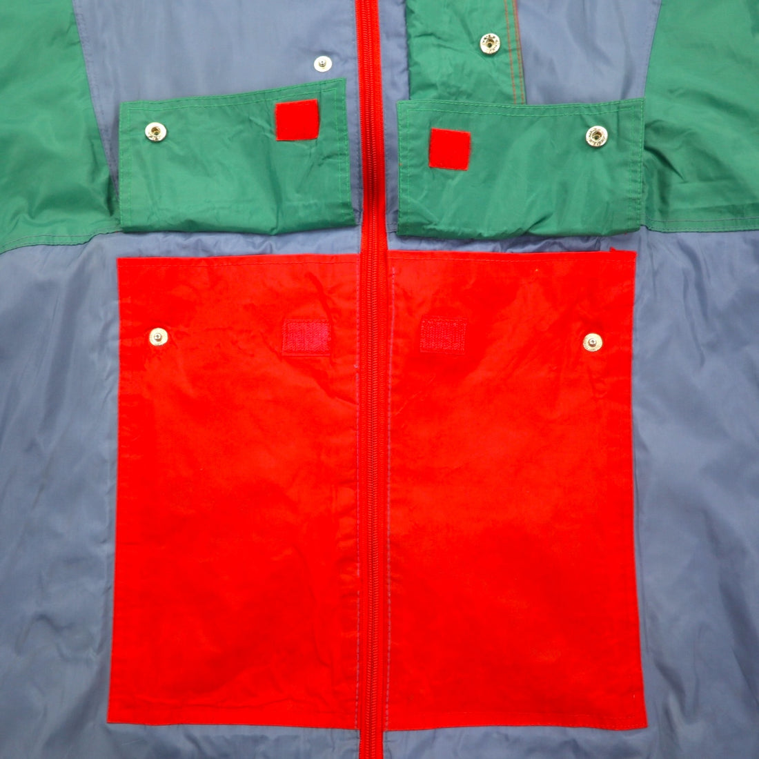 Vintage Euro Work Jacket Euro Work Color Block Nylon Jacket XL Blue Retractable Hood Drawcord