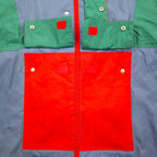 Vintage Euro Work Jacket Euro Work Color Block Nylon Jacket XL Blue Retractable Hood Drawcord