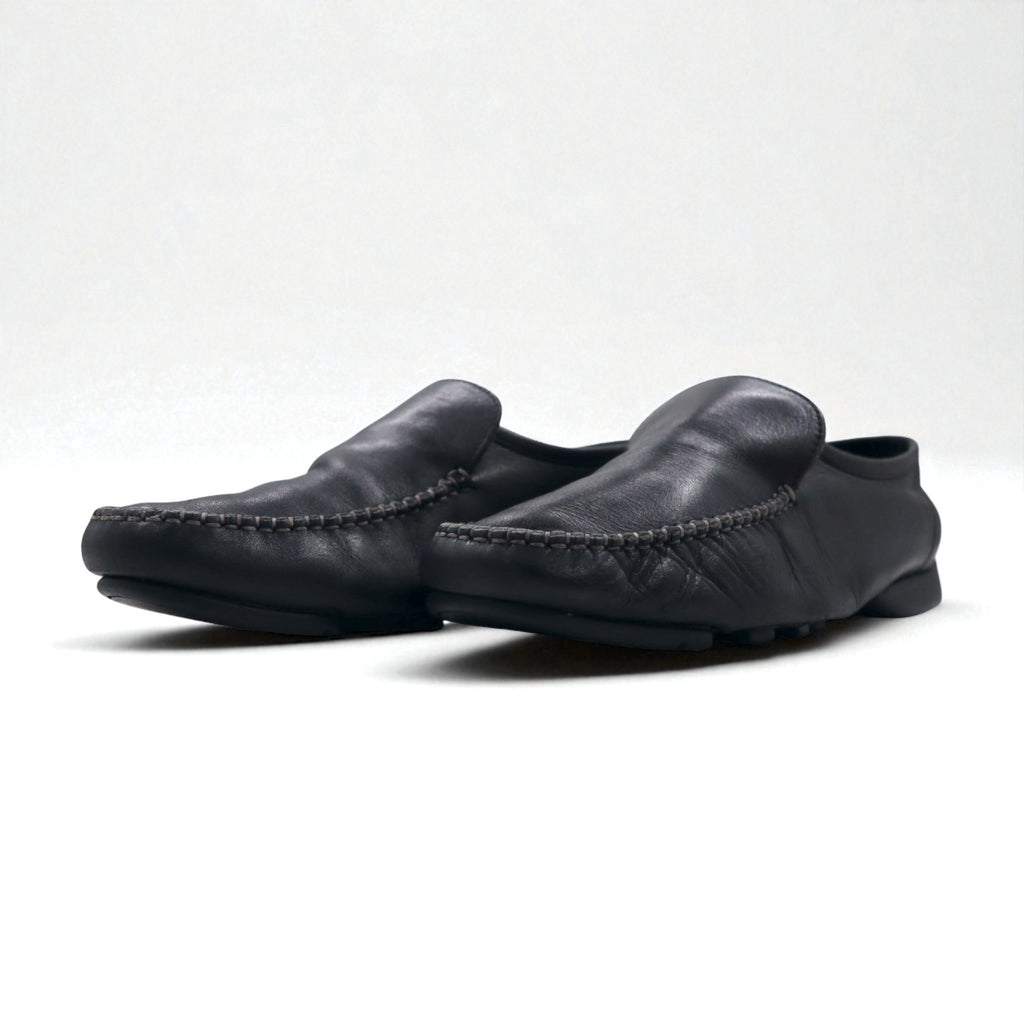Salvatore Ferragamo driving shoes, loafers, slip-ons, size 26cm, black leather, made in Italy