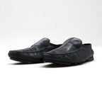 Salvatore Ferragamo driving shoes, loafers, slip-ons, size 26cm, black leather, made in Italy
