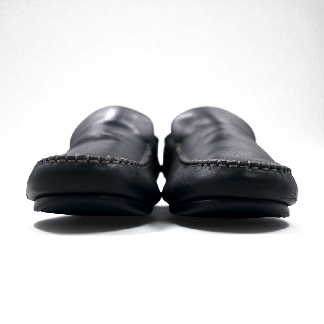 Salvatore Ferragamo driving shoes, loafers, slip-ons, size 26cm, black leather, made in Italy