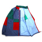 Vintage Euro Work Jacket Euro Work Color Block Nylon Jacket XL Blue Retractable Hood Drawcord
