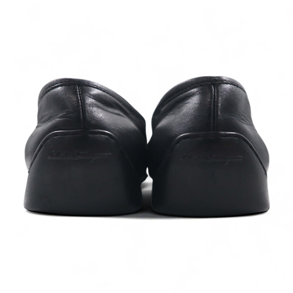 Salvatore Ferragamo driving shoes, loafers, slip-ons, size 26cm, black leather, made in Italy