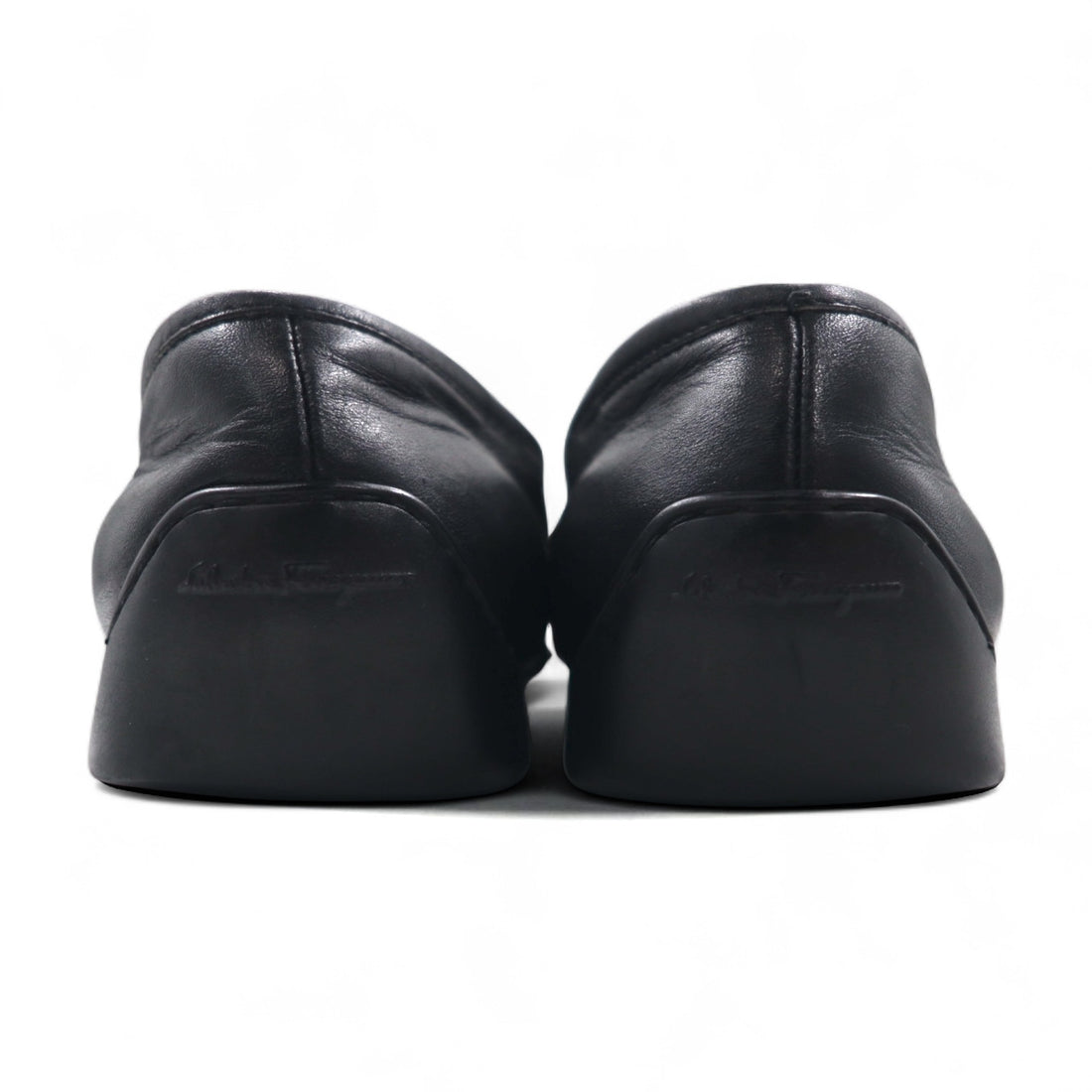 Salvatore Ferragamo driving shoes, loafers, slip-ons, size 26cm, black leather, made in Italy