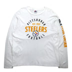 Majestic Long Sleeve T-Shirt, XL, White, Sleeve Print, NFL PITTSBURGH STEELERS, Made in Honduras