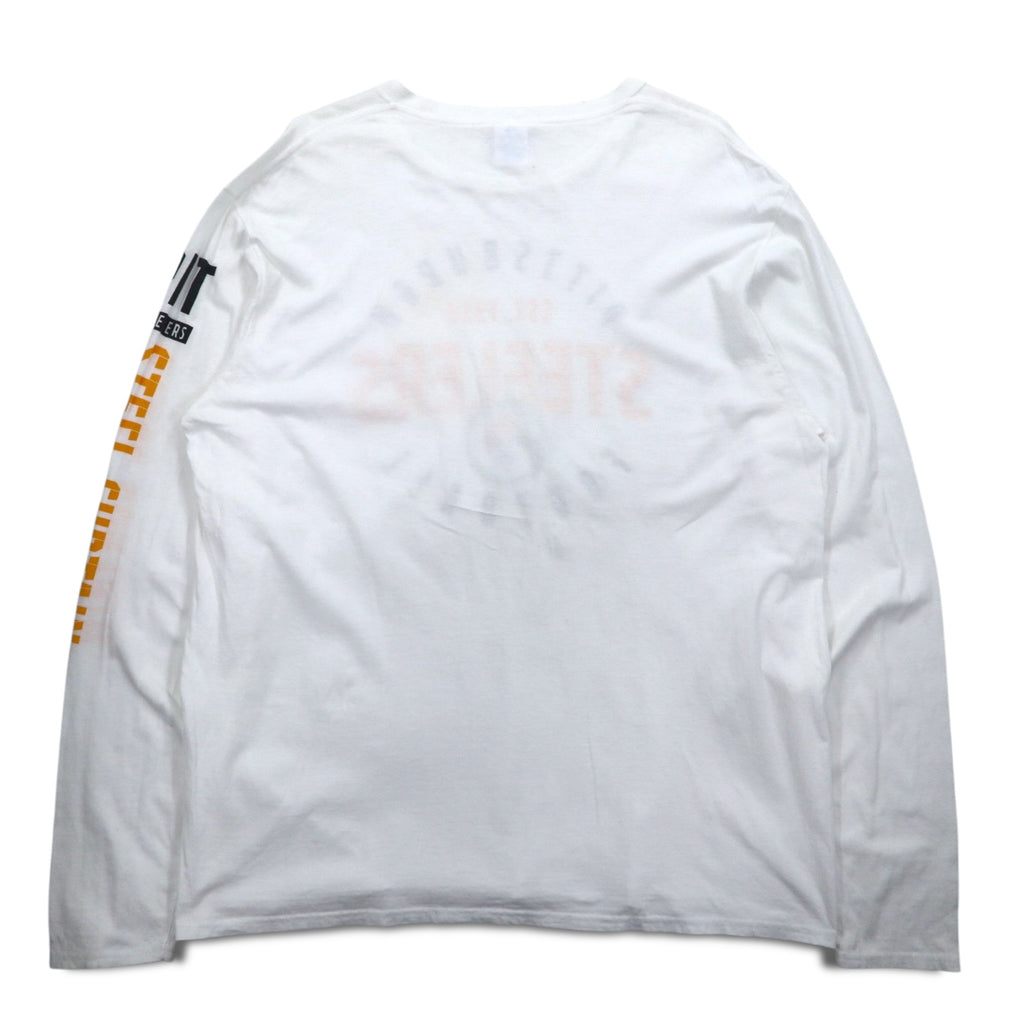 Majestic Long Sleeve T-Shirt, XL, White, Sleeve Print, NFL PITTSBURGH STEELERS, Made in Honduras