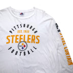 Majestic Long Sleeve T-Shirt, XL, White, Sleeve Print, NFL PITTSBURGH STEELERS, Made in Honduras
