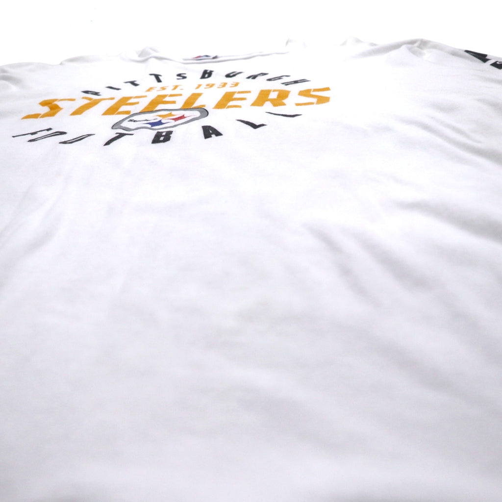 Majestic Long Sleeve T-Shirt, XL, White, Sleeve Print, NFL PITTSBURGH STEELERS, Made in Honduras