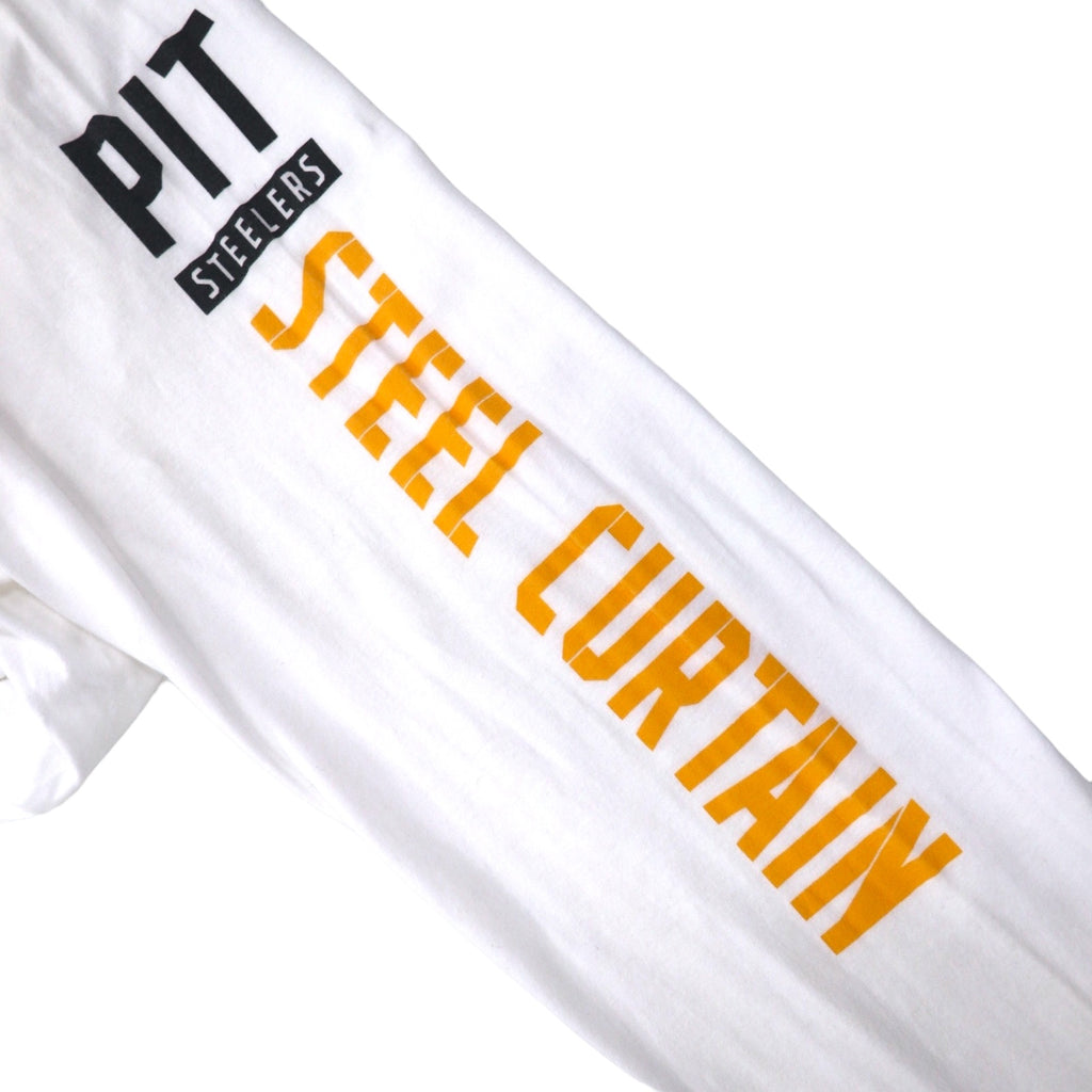 Majestic Long Sleeve T-Shirt, XL, White, Sleeve Print, NFL PITTSBURGH STEELERS, Made in Honduras