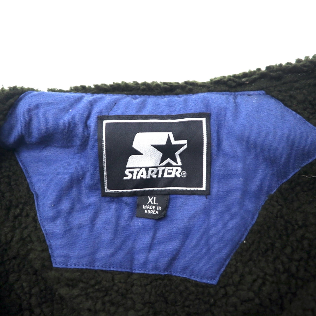 STARTER 90's Half Zip Anorak Parka XL Navy Cotton Boa Liner Big Size