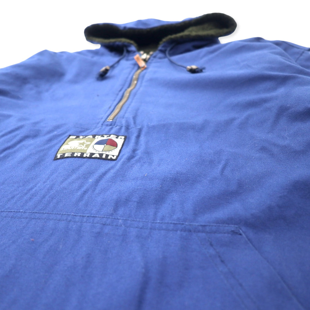 STARTER 90's Half Zip Anorak Parka XL Navy Cotton Boa Liner Big Size