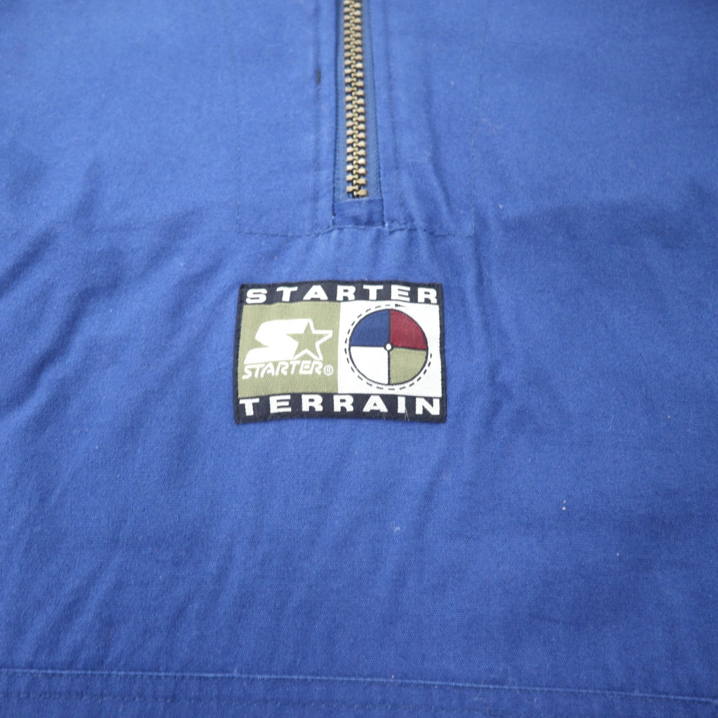 STARTER 90's Half Zip Anorak Parka XL Navy Cotton Boa Liner Big Size