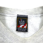 JC PENNEY 90s USA Made Crew Neck Sweatshirt, Size L, Gray, Solid Color, USA Olympic Logo Embroidery