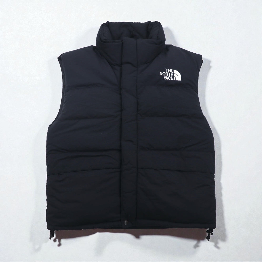 THE NORTH FACE Nuptse Goose Down Vest, Medium, Black Nylon, with Hood Storage and Drawcord