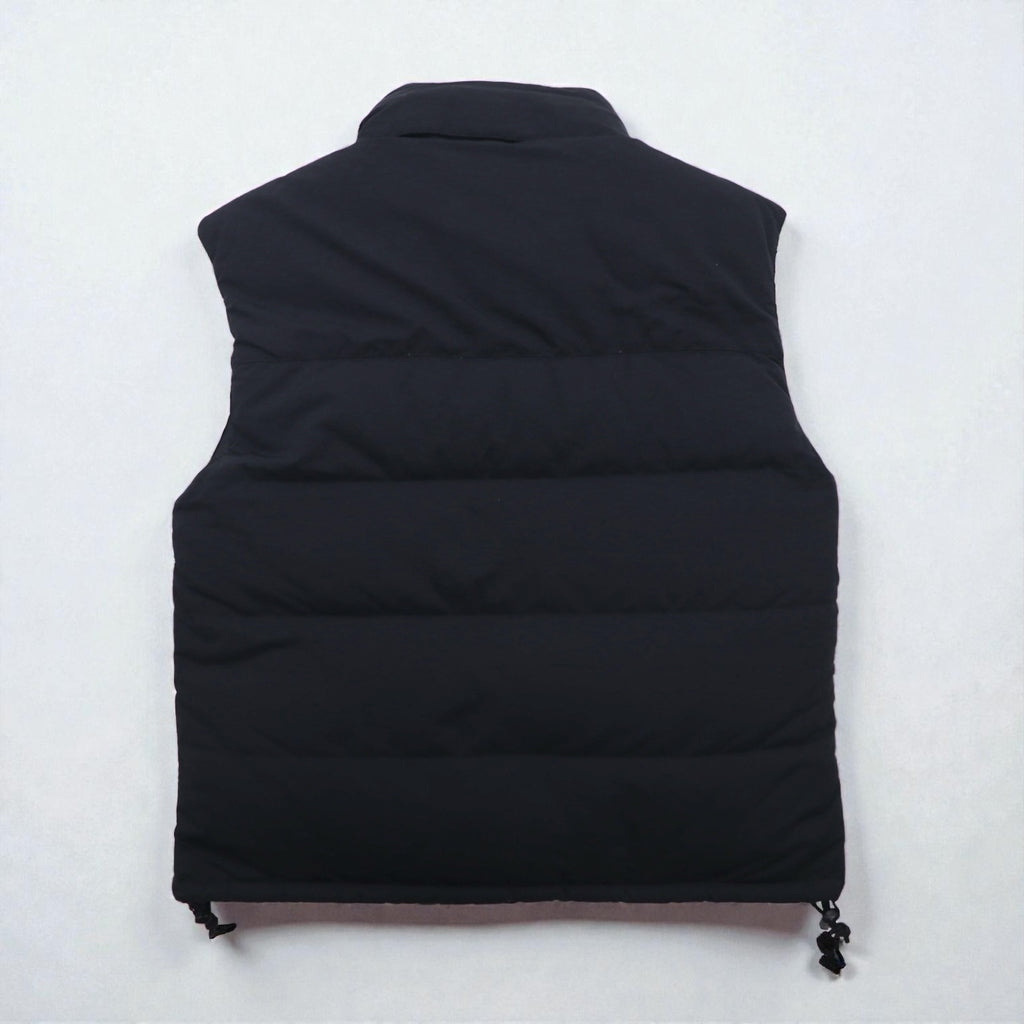 THE NORTH FACE Nuptse Goose Down Vest, Medium, Black Nylon, with Hood Storage and Drawcord