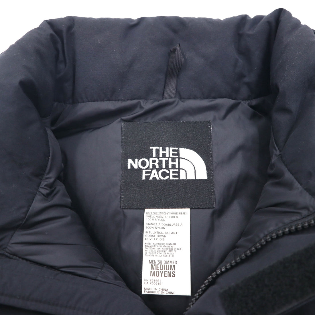 THE NORTH FACE Nuptse Goose Down Vest, Medium, Black Nylon, with Hood Storage and Drawcord