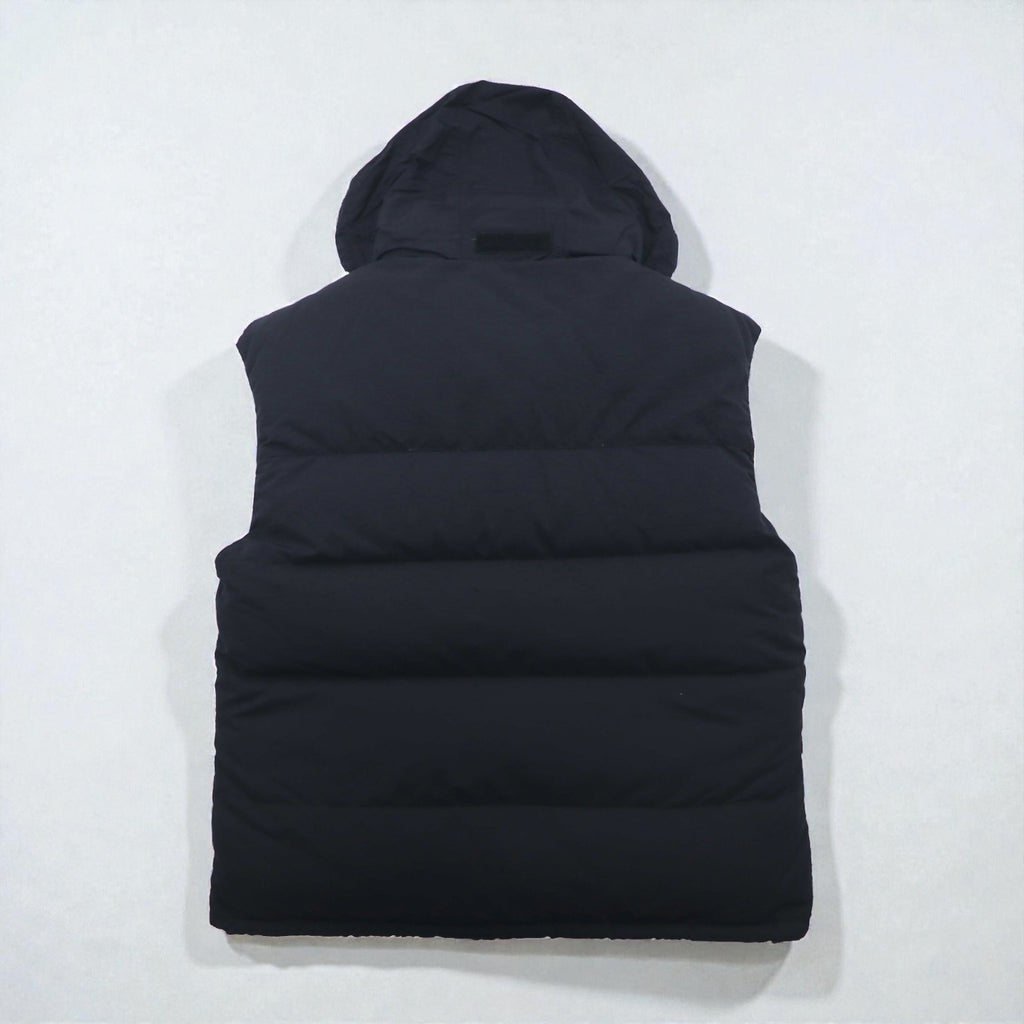 THE NORTH FACE Nuptse Goose Down Vest, Medium, Black Nylon, with Hood Storage and Drawcord