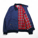 L'HOMME MODERNE Swing Top Harrington Jacket, Size L, Navy, Checked Cotton Lining