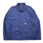 K-WAY Made in France 80s Euro Work Jacket L Blue Polyester Cotton Check Lining