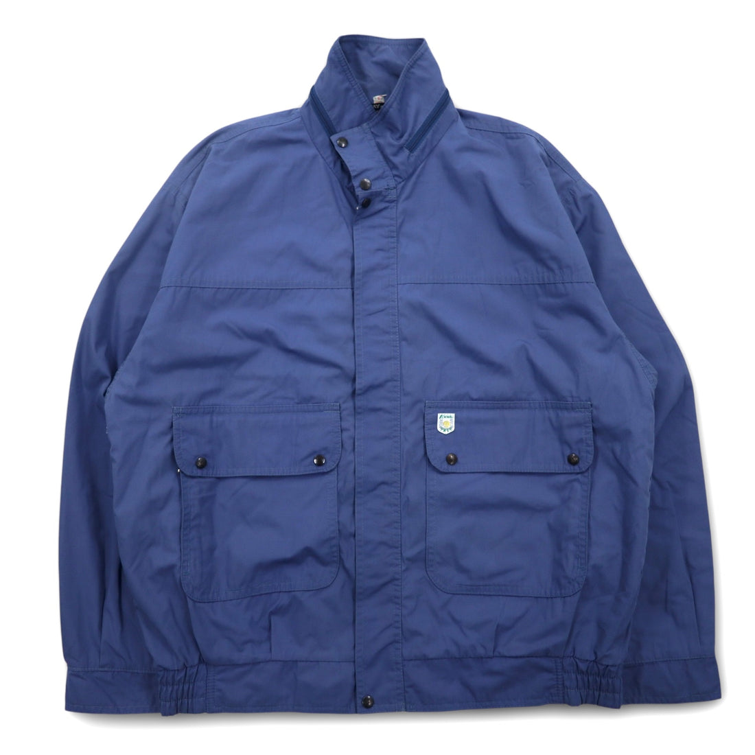 K-WAY Made in France 80s Euro Work Jacket L Blue Polyester Cotton Check Lining