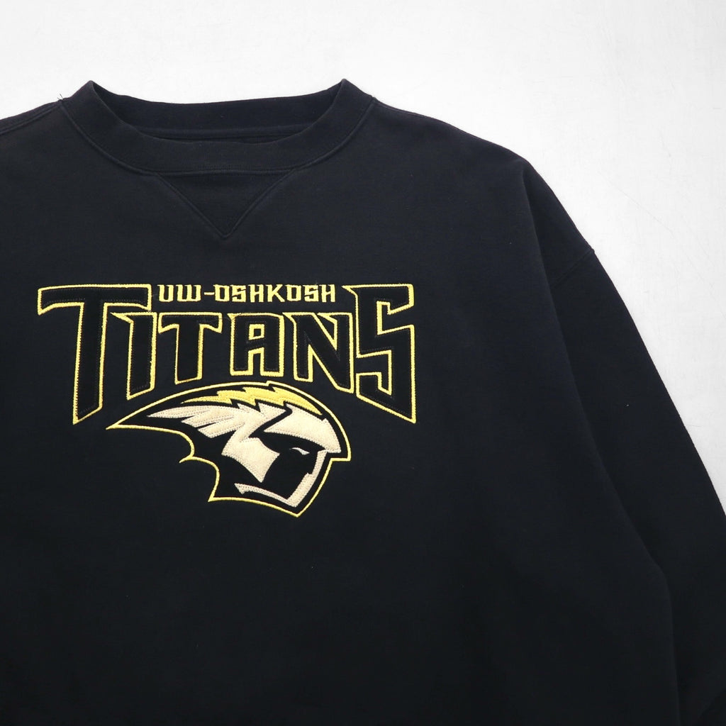 JANSPORT 前V カレッジ スウェット トレーナー L ブラック UW OSHKOSH TITANS エルサルバドル製