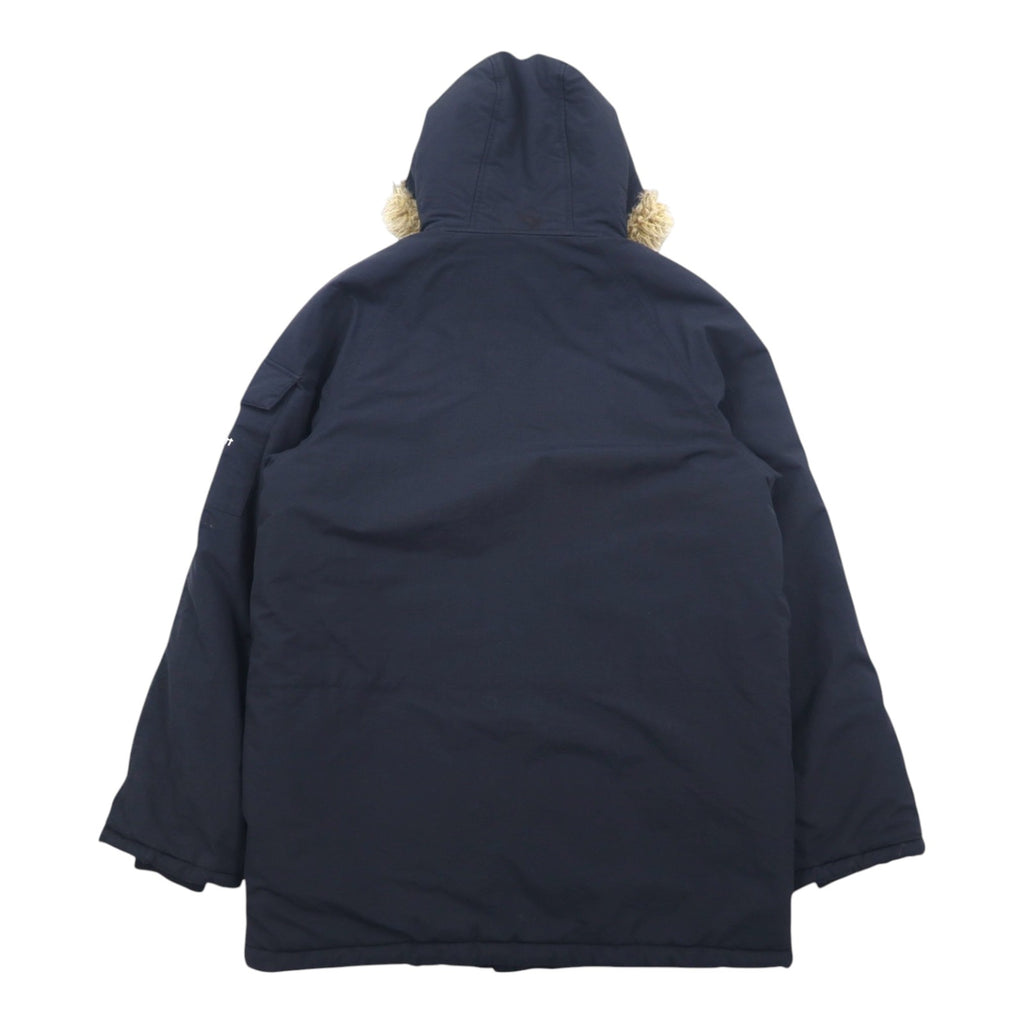 carhartt N-3B down jacket L black nylon padding detachable fur drawstring double zip ANCHORAGE PARKA