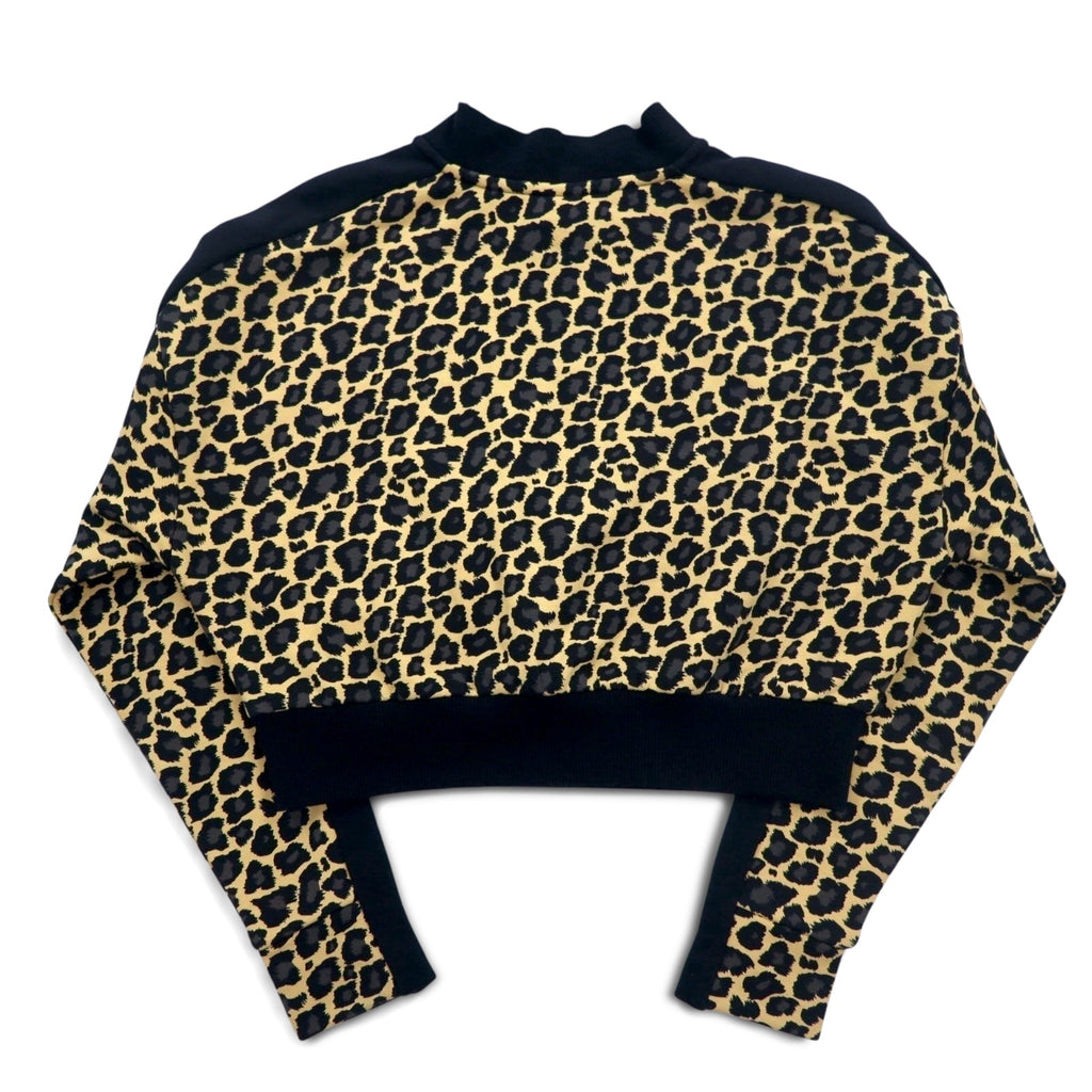 PUMA Cropped Half-Zip Sweatshirt M Leopard Beige Fleece Lining Side Lines