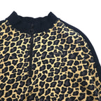 PUMA Cropped Half-Zip Sweatshirt M Leopard Beige Fleece Lining Side Lines