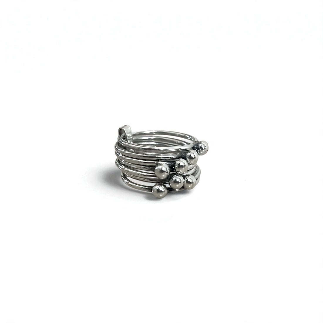Vintage Mexican Jewelry 7-Row Ring, Silver 925, Modernist