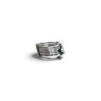 Vintage Mexican Jewelry 7-Row Ring, Silver 925, Modernist