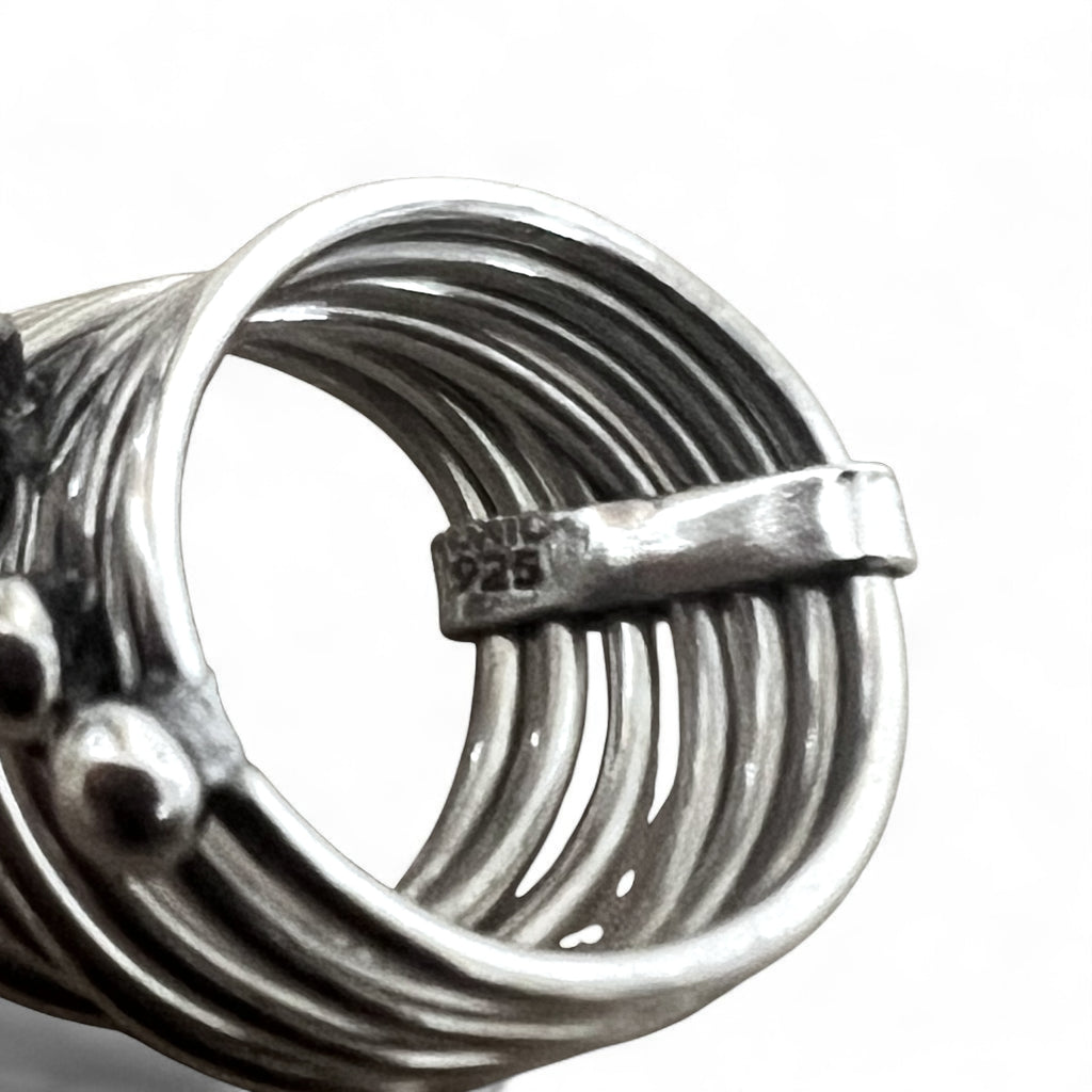 Vintage Mexican Jewelry 7-Row Ring, Silver 925, Modernist