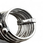 Vintage Mexican Jewelry 7-Row Ring, Silver 925, Modernist