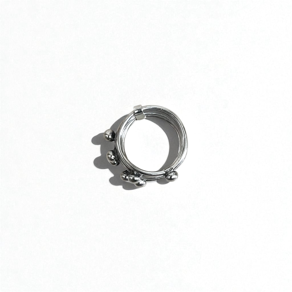 Vintage Mexican Jewelry 7-Row Ring, Silver 925, Modernist
