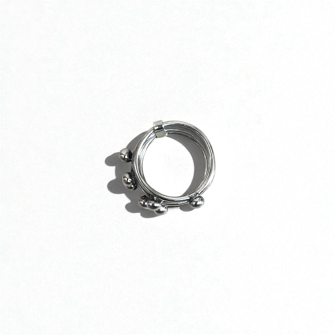 Vintage Mexican Jewelry 7-Row Ring, Silver 925, Modernist