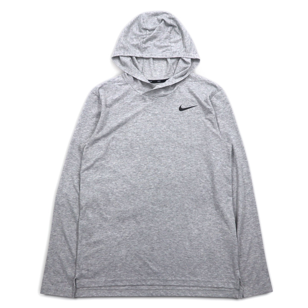 NIKE Dri-Fit Hoodie Long Sleeve T-Shirt M Gray L/S Hooded Training Top AO7579-012